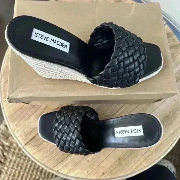 NWB Steve Madden Udele Wedge Mule Women Sandals Woven Sz 9 Platform - Picture 5 of 9